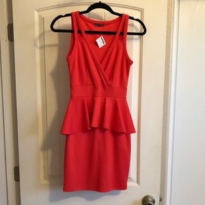 Red Orange Peplum Mini Dress